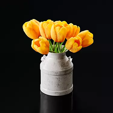 3D Tulips in Antique Milk Can 3D model image 1 