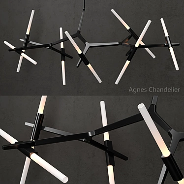 Agnes 14-Light Black Chandelier 3D model image 1 