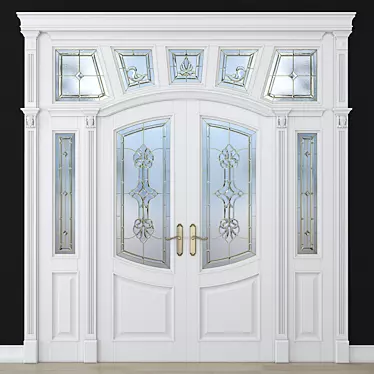 Elegant Stained-Glass Door: Artistry at Your Entrance 3D model image 1 