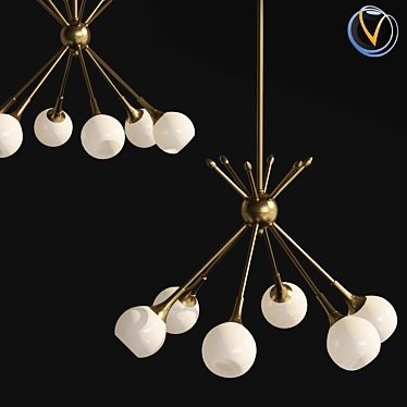 Golden Brass Modern Chandelier 3D model image 1 