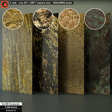 Premium Granite Slab Set 3D model image 1 