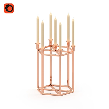 Title: Elegance in Copper: Candlestick & 7 Candles 3D model image 1 