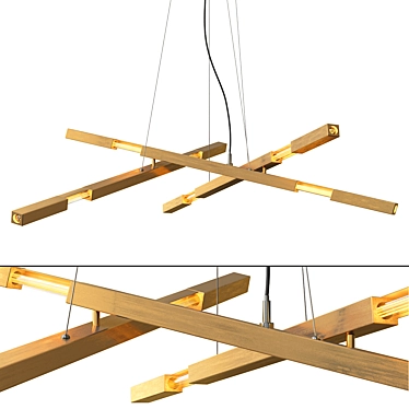 Sleek Brass Chandelier 3D model image 1 