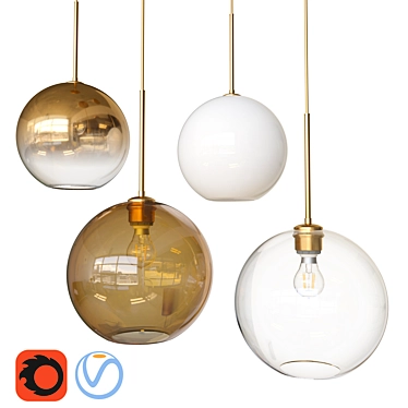 Sleek Glass Pendant Lighting 3D model image 1 