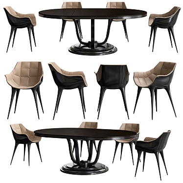 Elegant Zize Zink Dining Set 3D model image 1 