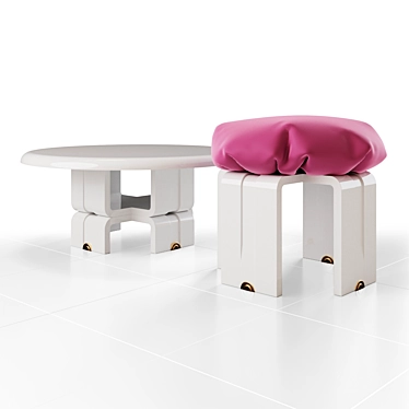 Flamingo Coffee Table & Pouf Set 3D model image 1 
