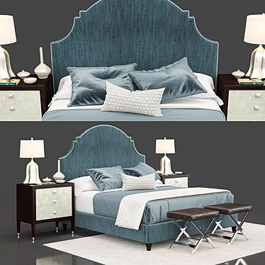 Elegant Lindsey Upholstered Bed 3D model image 1 