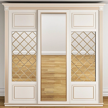 Elegant Neoclassic Sliding Wardrobes 3D model image 1 