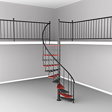 Round Mezzanine Stairs | 2.3m Height 3D model image 1 