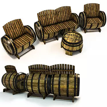 Barrel Chic 845mm Sofa Set 3D model image 1 