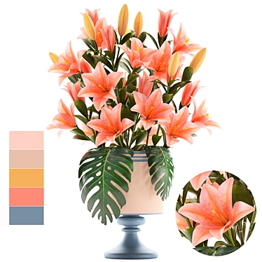 Title: Blushing Beauty: Bouquet of Lilies 3D model image 1 