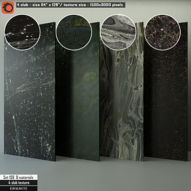 Corona Granite Slabs - Set of 4 3D model image 1 