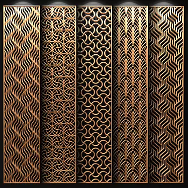 Geometric Brass Decorative Partition 3D model image 1 