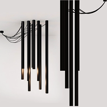 ESENSE TUBE Black 8-Light Pendant 3D model image 1 