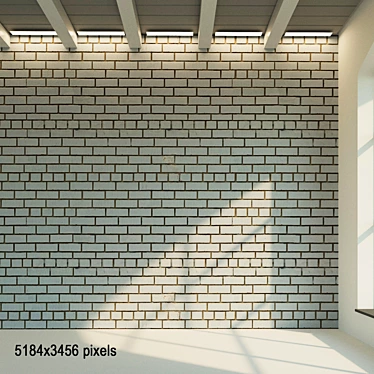 Vintage White Painted Brick Wall 3D model image 1 