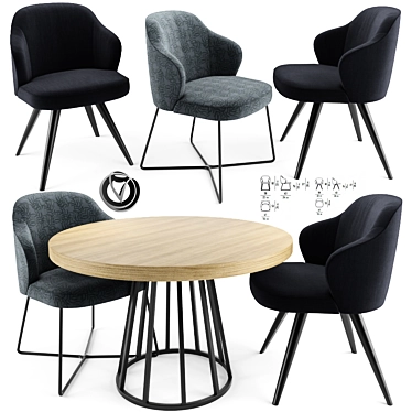 Modern Round Table Dining Set 3D model image 1 