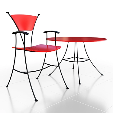 Vintage Moulin Table & Chair Set 3D model image 1 