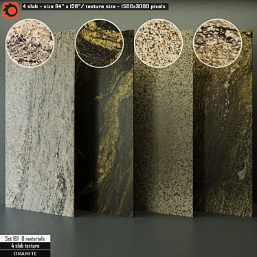 Luxury Granite Slabs: 4-Piece Set 3D model image 1 