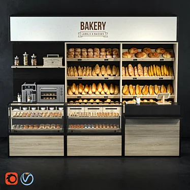 Modifiable Bakery Shelves - L-3600mm, B-600mm, H-3000mm 3D model image 1 