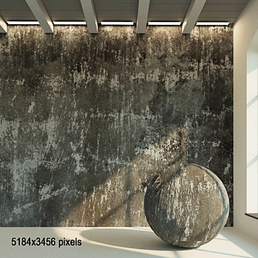 Authentic Concrete Wall. Vintage Aged. 3D model image 1 