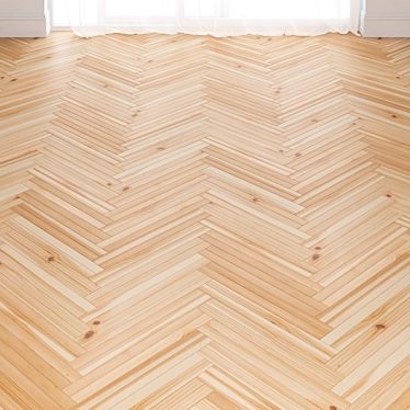 Classic Pine Parquet: Double Herringbone Layout 3D model image 1 