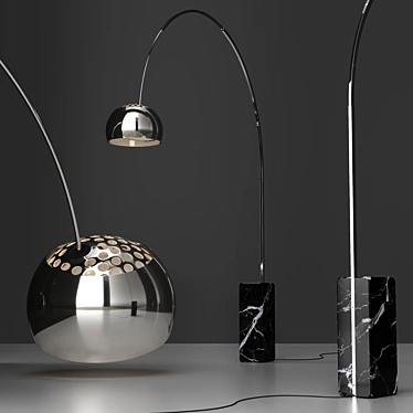Sleek Black Arco Floor Lamp 3D model image 1 