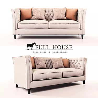 Milton Ivory Sofa: Stylish Textile and Solid Wood 3D model image 1 