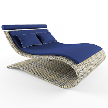 Seascape Double Wicker Deckchair 3D model image 1 