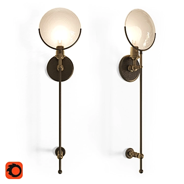 Gaslight Lens Iron Sconce 3D model image 1 