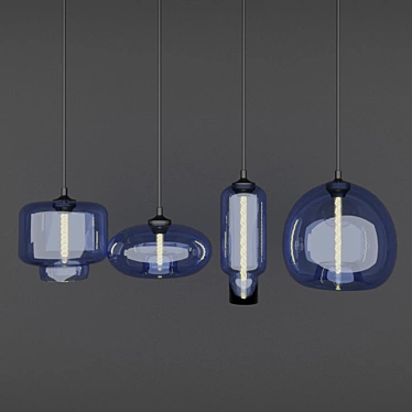 Elegant Glass Lamp Set 3D model image 1 