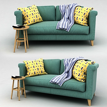 Vintage Green Sofa: Timeless Elegance in Your Living Room 3D model image 1 