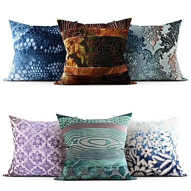 Elegant Home Accents: Embroidered Decorative Pillows 3D model image 1 