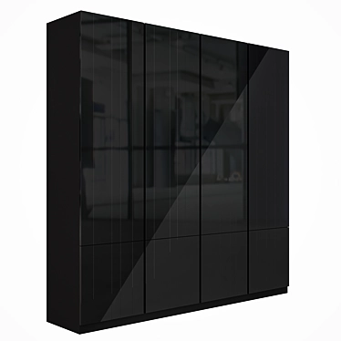 Title: Black Glass Handle Integrated Cupboard 3D model image 1 