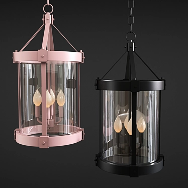 Rustic Transitional Hanging Lamp - Kichler Barrington 3D model image 1 