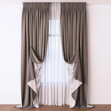 Elegant Drapery Panels 3D model image 1 