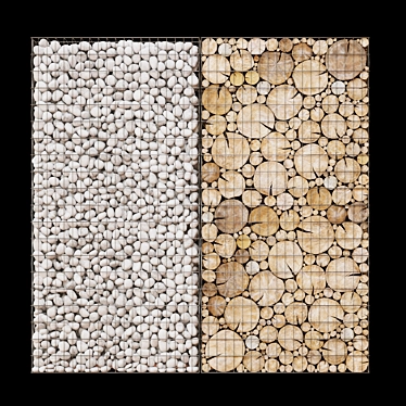 Wooden Gabion Section: Stone and Wood Combination for Landscape Design & Fencing 3D model image 1 