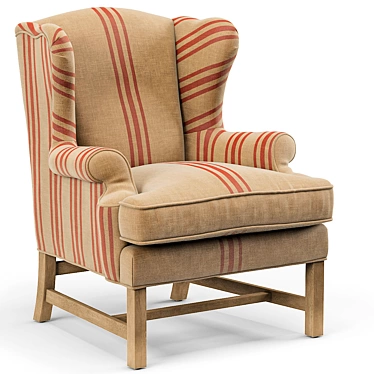 Title: Khaki Linen English Club Chair 3D model image 1 