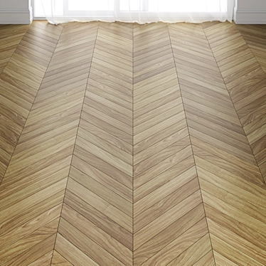 Walnut Parquet Board - 3 Layout Types 3D model image 1 