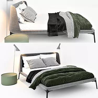 Elegant Velvet Bed Set 3D model image 1 