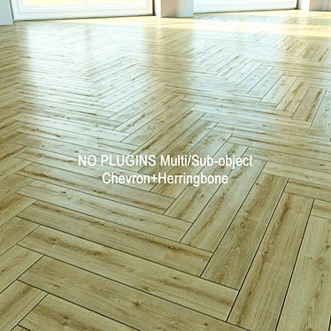 Title: Natural Wood Parquet - Chevron and Herringbone Design 3D model image 1 