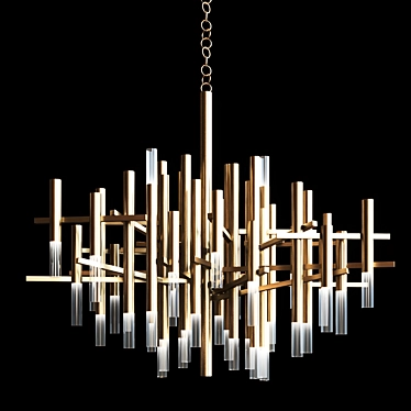 Mid-Century Italian Aluminum & Glass Chandelier 3D model image 1 