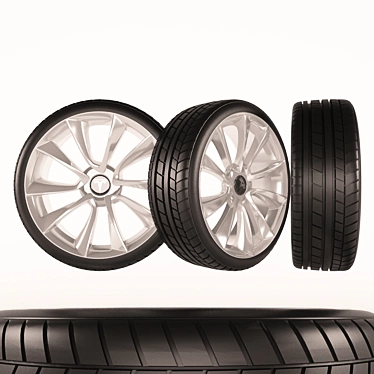 Sleek Tesla Wheels 3D model image 1 