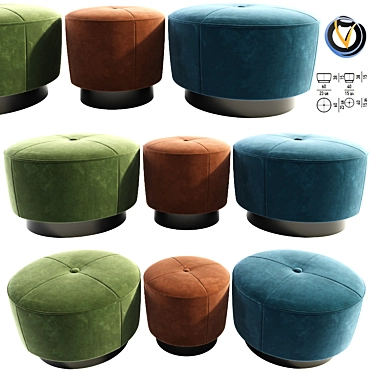 Minotti Jacques Poufs: Sleek and Stylish Seating 3D model image 1 