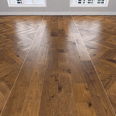 Amber Oak Parquet: Christmas Tree, Linear, Chevron 3D model image 1 