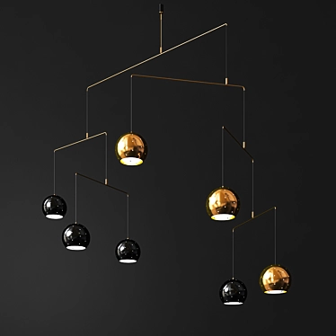 Italian Brass Mobile Chandelier 3D model image 1 