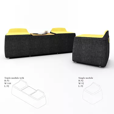 Modular Office Seating: Pick 3D model image 1 