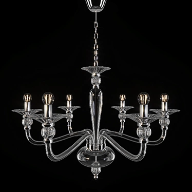 Elegant Chrome & Glass Chandelier 3D model image 1 