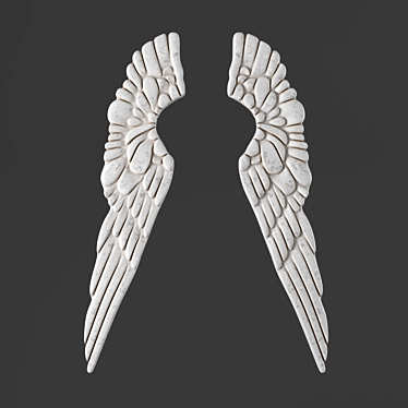 Elegant Pewter Angel Wings Decor 3D model image 1 