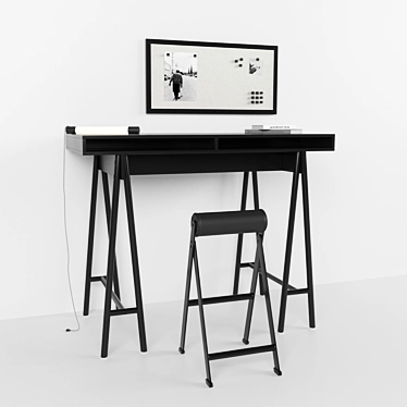 IKEA SPANST Set: Table Top, Standing Support, Noticeboard, LED Light Stick 3D model image 1 