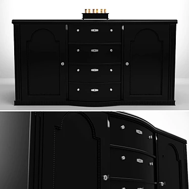 High Gloss Art Deco Credenza 3D model image 1 